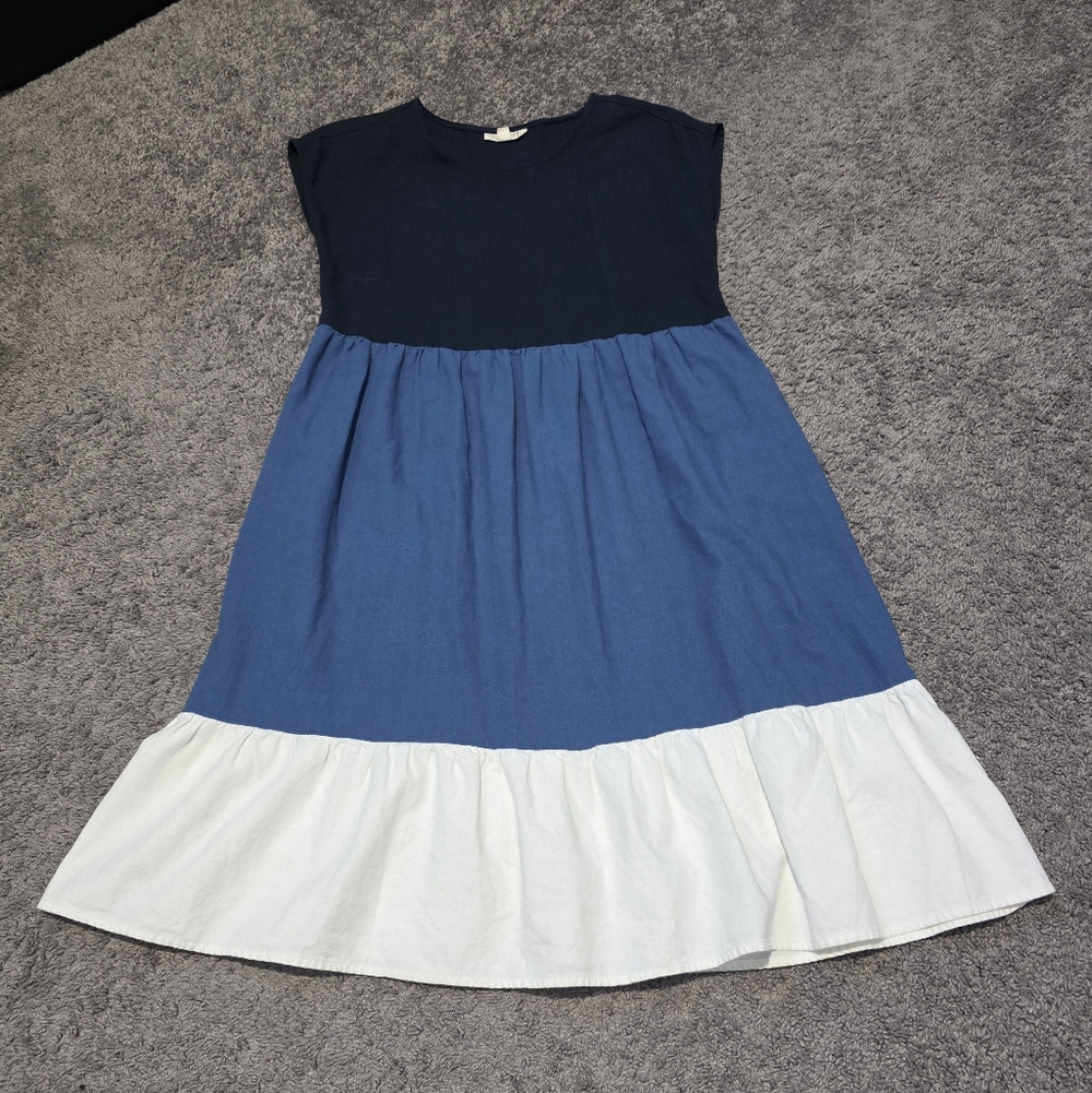 52SEVEN  Navy and White Casual Dress